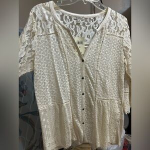 Lucky Brand Ivory Lace Blouse